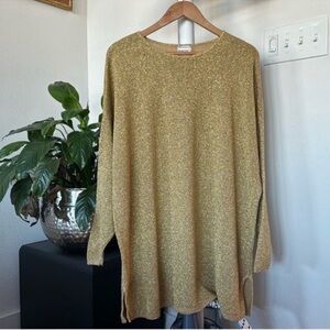 Vintage Women’s Plus Gold Knit Tunic Sweater Sz 20W Side Slits Crew